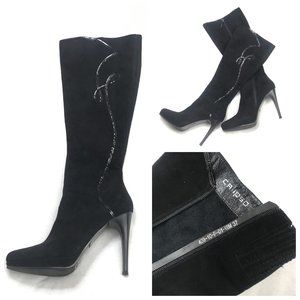CALIPSO ITALIAN SUEDE KNEE HIGH PLATFORM BOOTS